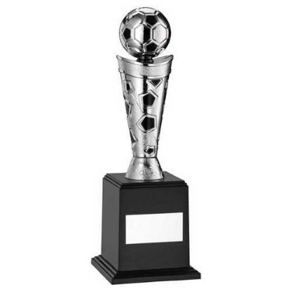 Picture of Silver|black Plastic Football Figure On Base - 9.5in