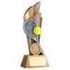 Picture of Brz|pew|yellow Tennis Ball And Racket On Backdrop With Plate (1in Cen) - 7.25in