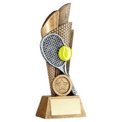 Picture of Brz~pew~yellow Tennis Ball And Racket On Backdrop With Plate (1in Cen)