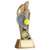 Picture of Brz|pew|yellow Tennis Ball And Racket On Backdrop With Plate (1in Cen) - 7.25in