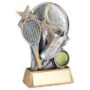 Picture of Pew|gold Tennis Ball With Racket On Brz Base With Plate (1in Cen) - 7.25in
