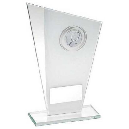 Picture of White~silver Printed Glass Plaque With Tennis Insert And Plate