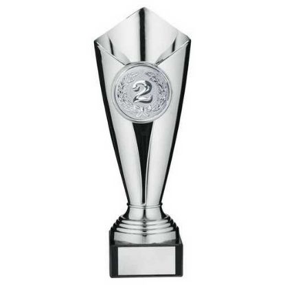 Picture of Plastic Tulip Trophy Cup With Plate (2in Centre) Silver