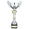 Picture of Silver|gold Trophy Cup With Handles And Plate - 14.75in