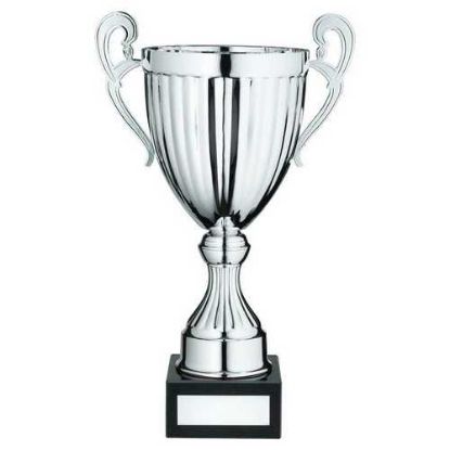 Picture of Silver Conical Trophy Cup With Handles And Plate