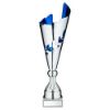 Picture of Silver|blue Metal Wreath Trophy Cup With Plate - 13.75in