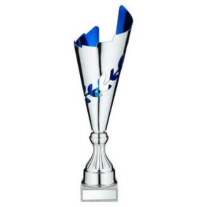Picture of Silver~blue Metal Wreath Trophy Cup With Plate