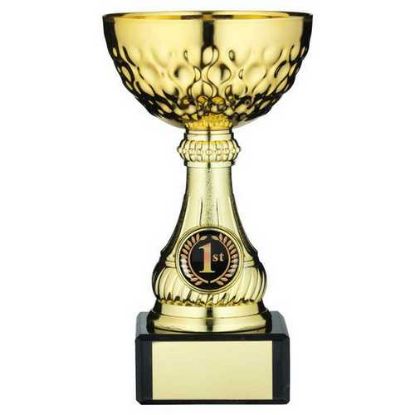 Picture of Gold Mini Assembled Trophy Cup With Plate (1in Centre)