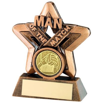 Picture of Brz~gold Man Of The Match Mini Star With Gaelic Football Insert & Plate