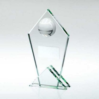 Picture of Jade Glass Pointed Plaque With Half Gaelic Football And Plate