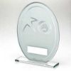 Picture of White|silver Printed Glass Oval With Gaelic Football Insert And Plate - 7.25in