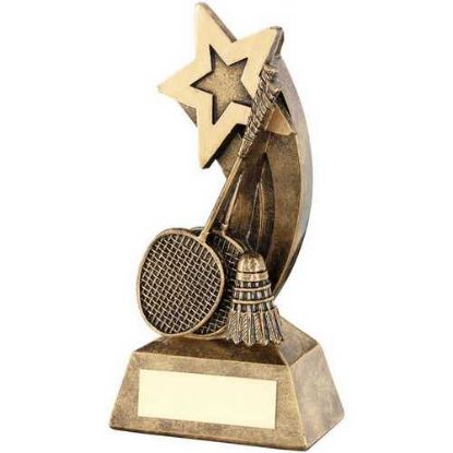 Picture of Brz~gold Badminton Rackets~shuttlecock With Shooting Star With Plate