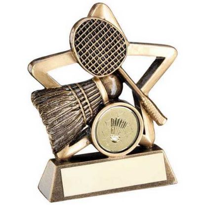Picture of Brz~gold Badminton Mini Star With Plate (1in Centre)