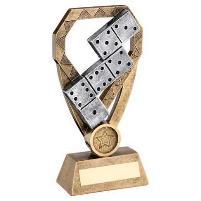 Picture of Brz~pew~gold Dominoes On Diamond With Plate (1in Centre)