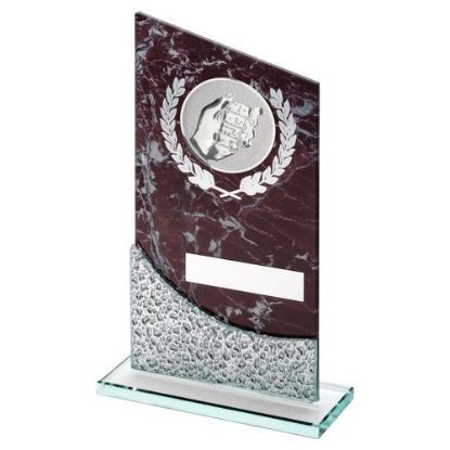 Picture of Brown Marble Printed Glass Plaque With Dominoes Insert And Plate