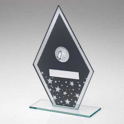 Picture of Grey~silver Printed Glass Diamond With Dominoes Centre And Plate
