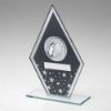 Picture of Grey|silver Printed Glass Diamond With Dominoes Centre And Plate - 7.25in