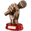 Picture of Brz|gold Resin Microphone In Hand With Plate - 7in