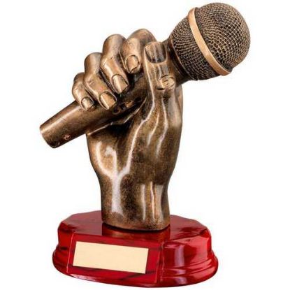 Picture of Brz~gold Resin Microphone In Hand With Plate