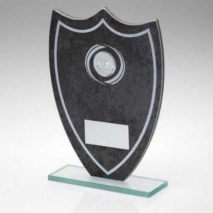 Picture of Stone Effect Glass Shield With Music Centre And Plate