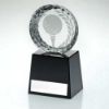 Picture of Clear Glass Golf Circle With Image On Black Plinth And Plate - 6.75in