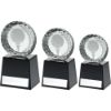 Picture of Clear Glass Golf Circle With Image On Black Plinth And Plate - 6.75in