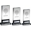 Picture of Clear|black Glass Plaque With Lasered Golf Image And Plate (15mm Thick) - 8.25in