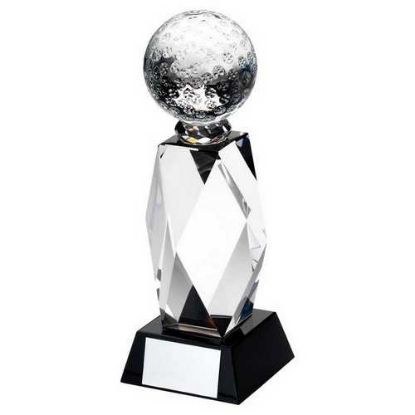 Picture of Clear Glass Column And Golf Ball Black Base With Plate