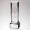 Picture of Clear Glass Lasered Golf Column On Black Base With Plate - 7.5in