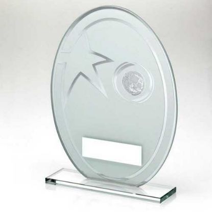 Picture of White~silver Printed Glass Oval With Golf Insert And Plate