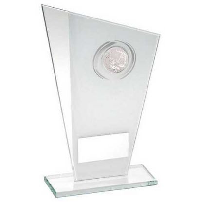 Picture of White~silver Printed Glass Plaque With Golf Insert With Plate