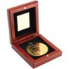 Picture of Rosewood Box And 50mm Medal Golf Trophy Gold - 3.75in