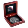 Picture of Rosewood Box And 60mm Medal Golf Trophy Antique Silver - 4.25in