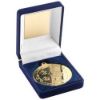 Picture of Blue Velvet Medal Box And 50mm Medal Multi Athletics Trophy Gold - 3.5in