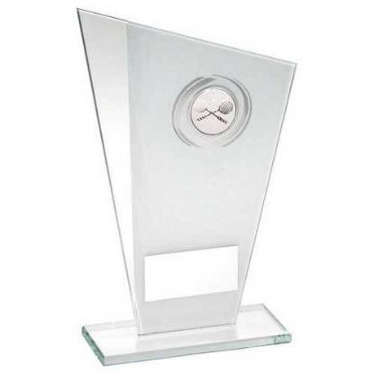 Picture of White~silver Printed Glass Plaque With Squash Insert With Plate