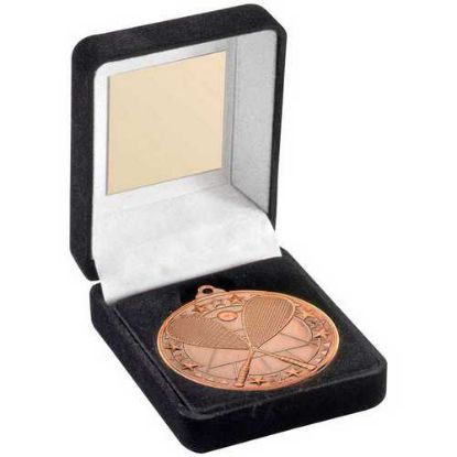 Picture of Black Velvet Box And 50mm Medal Squash Trophy Bronze