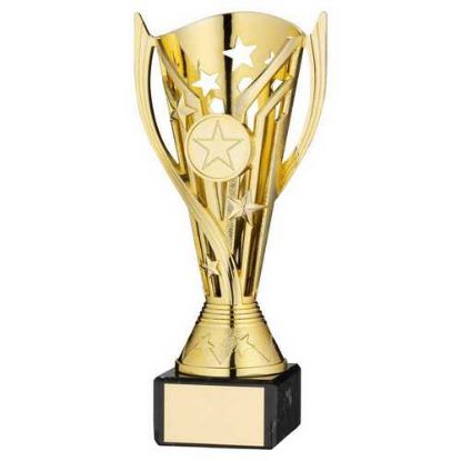 Picture of Gold Plastic Flash Cup On Black Marble Assembled Trophy (1" Cen) - 7.25in