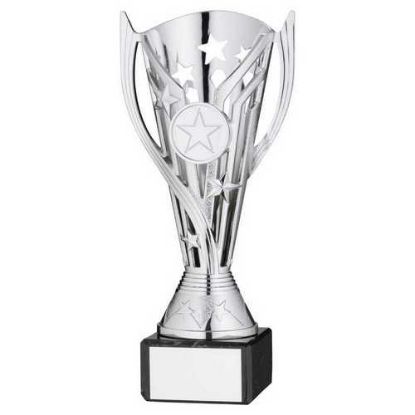 Picture of Silver Plastic Flash Cup On Black Marble Assembled Trophy (1" Cen) - 7.25in
