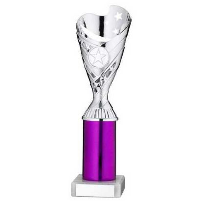 Picture of Silver|purple Plastic Sabre Cup Assembled On Marble (1in Cen) - 10in