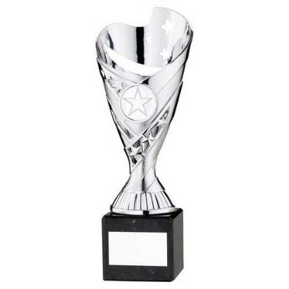 Picture of Silver Plastic Sabre Cup On Black Marble Assembled Trophy (1" Cen) - 8in