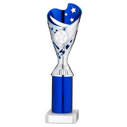 Picture of Silver|blue Plastic Sabre Cup Assembled On Marble With Tube (1in Cen) - 10in