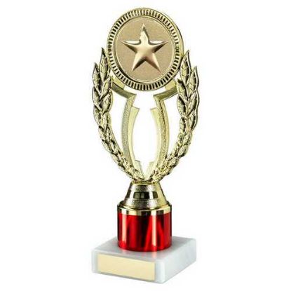 Picture of Gold|red Wreath Holder Assembled On Marble - (2" Cen|1" Tube) 7.75in