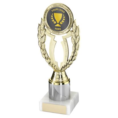 Picture of Gold|white Wreath Holder Assembled On Marble - (2" Cen|1" Tube) 7.75in