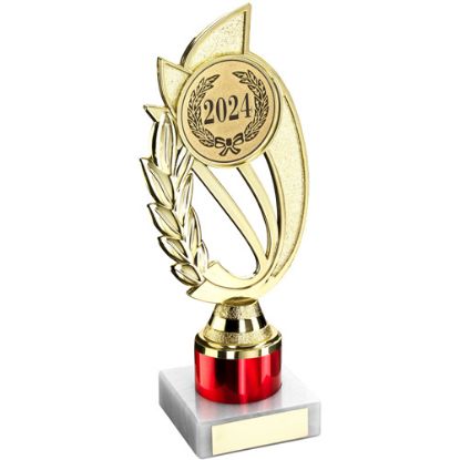 Picture of Xxx Gold|red Plastic Laurel Holder Assembled On Marble - (2" Cen|1" Tube) 8in