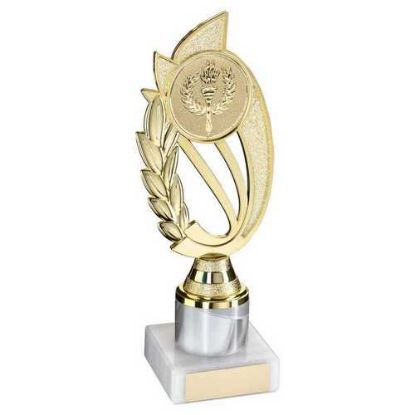 Picture of Gold|white Plastic Laurel Holder Assembled On Marble - (2" Cen|1" Tube) 8in