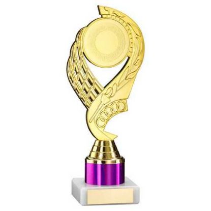 Picture of Gold|purple Olympic Holder Assembled On Marble - (2" Cen|1" Tube) 8in