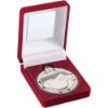 Picture of Red Velvet Box And 50mm Medal Table Tennis Trophy Silver - 3.5in