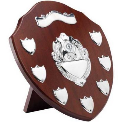 Picture of Mahogany Shield With Chrome Fronts And 7 Record Shields (1in Centre)