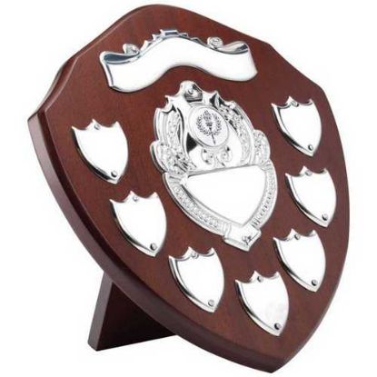 Picture of Mahogany Shield With Chrome Front And 7 Record Shields (1in Shield)