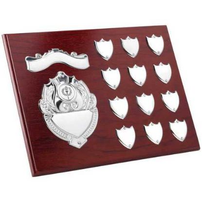 Picture of Rosewood Plaque With Chrome Fronts And 12 Record Shields (1in Cen)